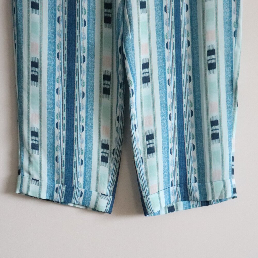 BCBG MaxAzria Cedric Ikat Vertical Striped Crop High Rise Summer Trouser Pants M - Picture 9 of 12